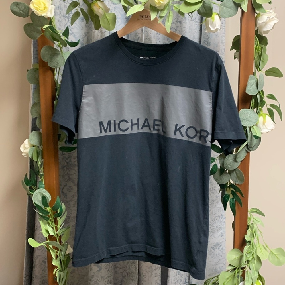 Michael Kors Black Gray Tee Shirt Short Sleeve Size Medium